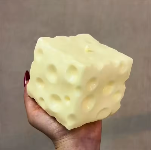 Jumbo Cheese Cube Stress Ball – Non-Bouncing Fidget Toy