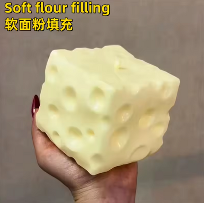 Jumbo Cheese Cube Stress Ball – Non-Bouncing Fidget Toy