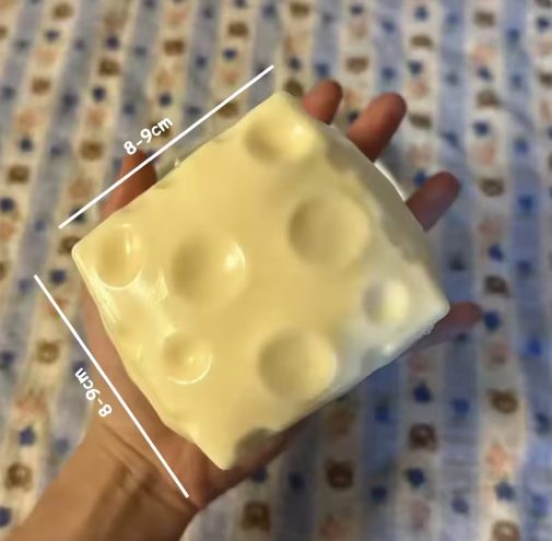 Jumbo Cheese Cube Stress Ball – Non-Bouncing Fidget Toy