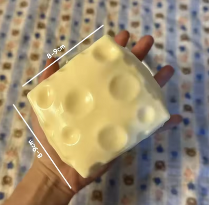 Jumbo Cheese Cube Stress Ball – Non-Bouncing Fidget Toy